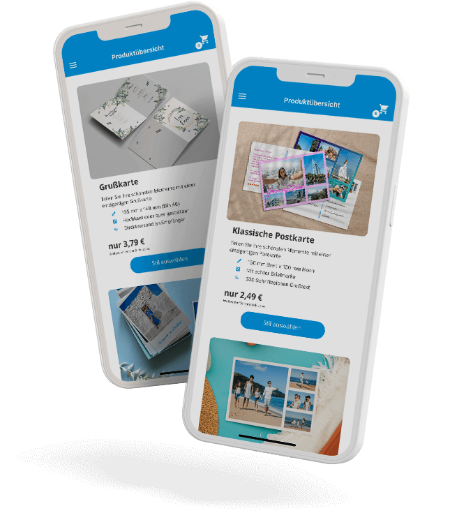 Urlaubsgruss Postkarten App Produktauswahl Mockup